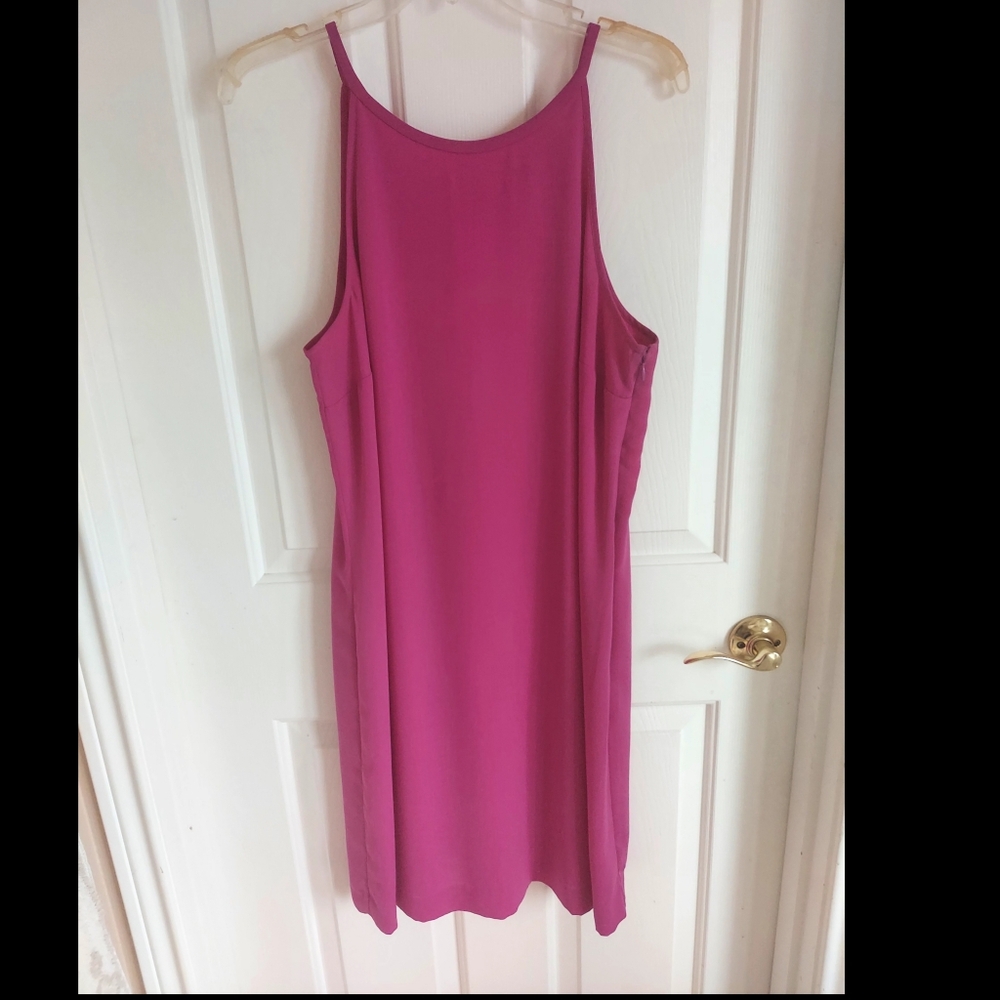 Summer halter dress with ties on the back, size 12, knee length, magenta color